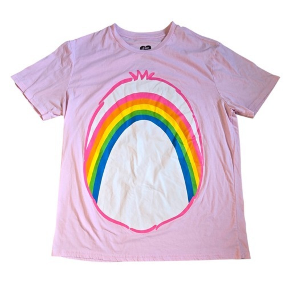 Care Bears Cheer Bear Belly Badge Graphic Rainbow Cosplay T-Shirt XL